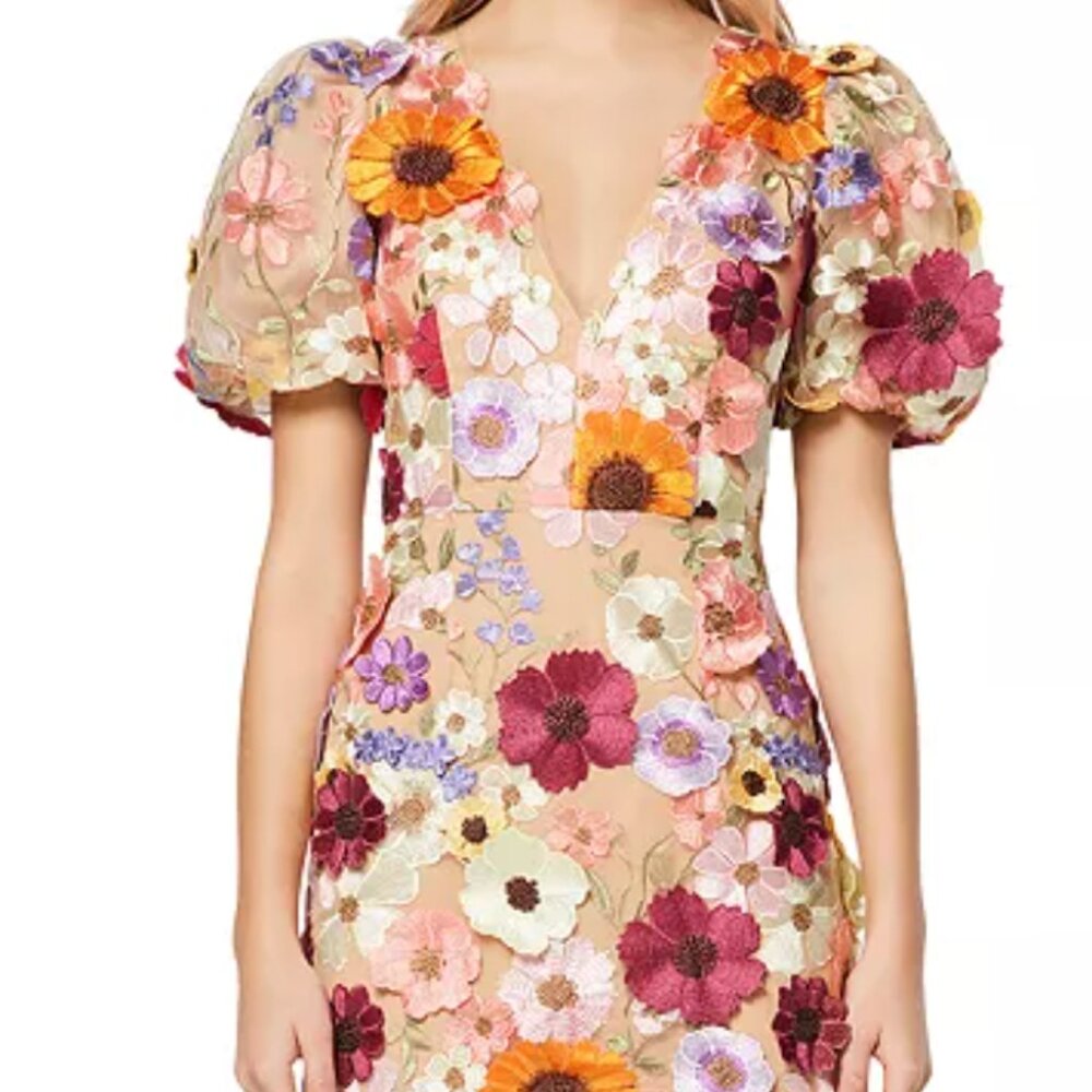 Floral Applique Mini Dress